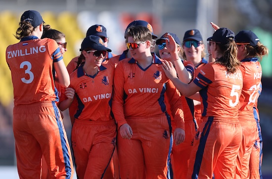 Heather Siegers is congratulated by her teammates