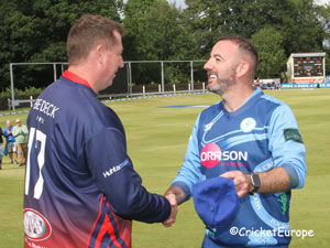 A final Premier League handshkae for Muckamore captain Neil Gill
